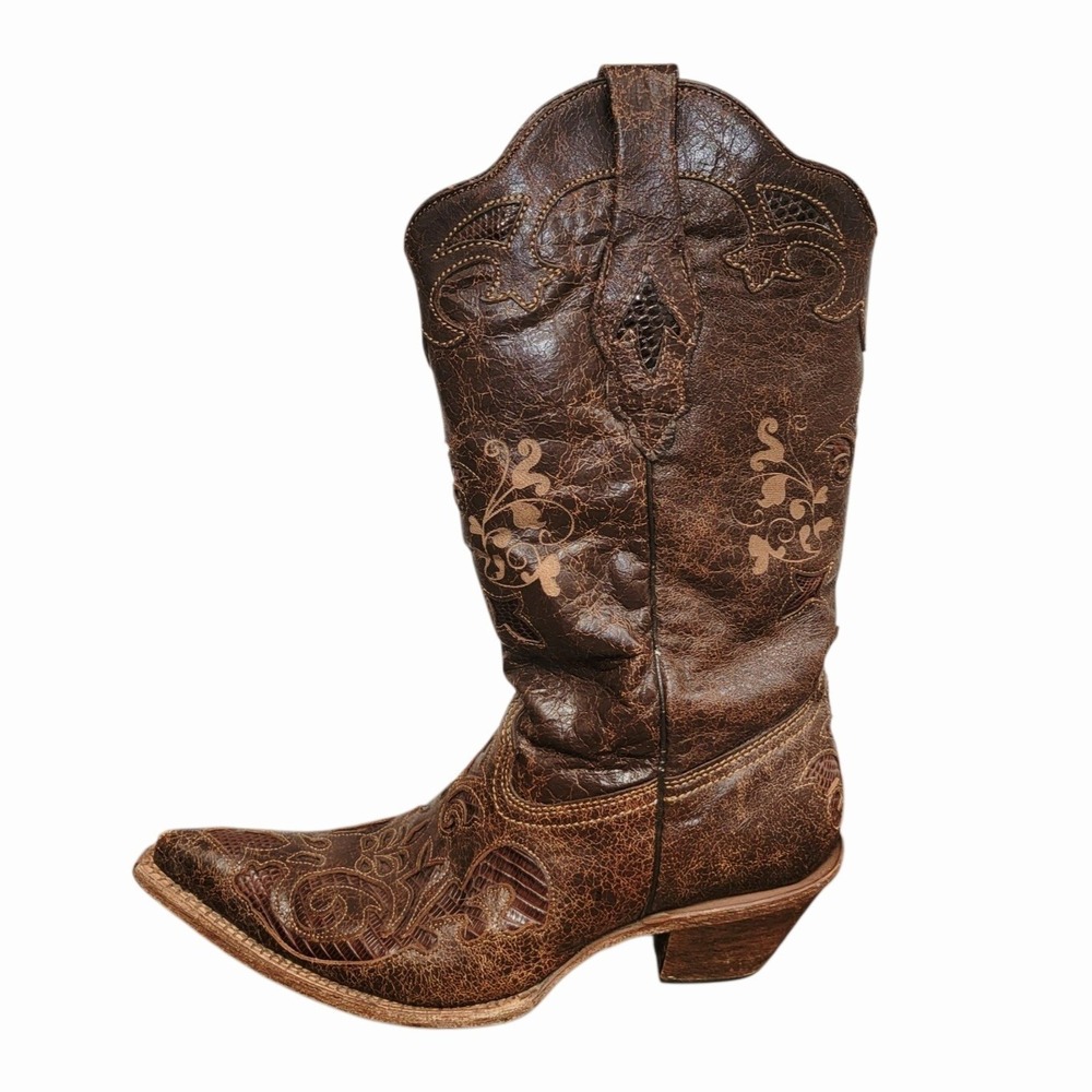 Corral Genuine Lizard Cowboy Boots Women's 8.5M Brown Exotic Leather Western - Picture 6 of 11